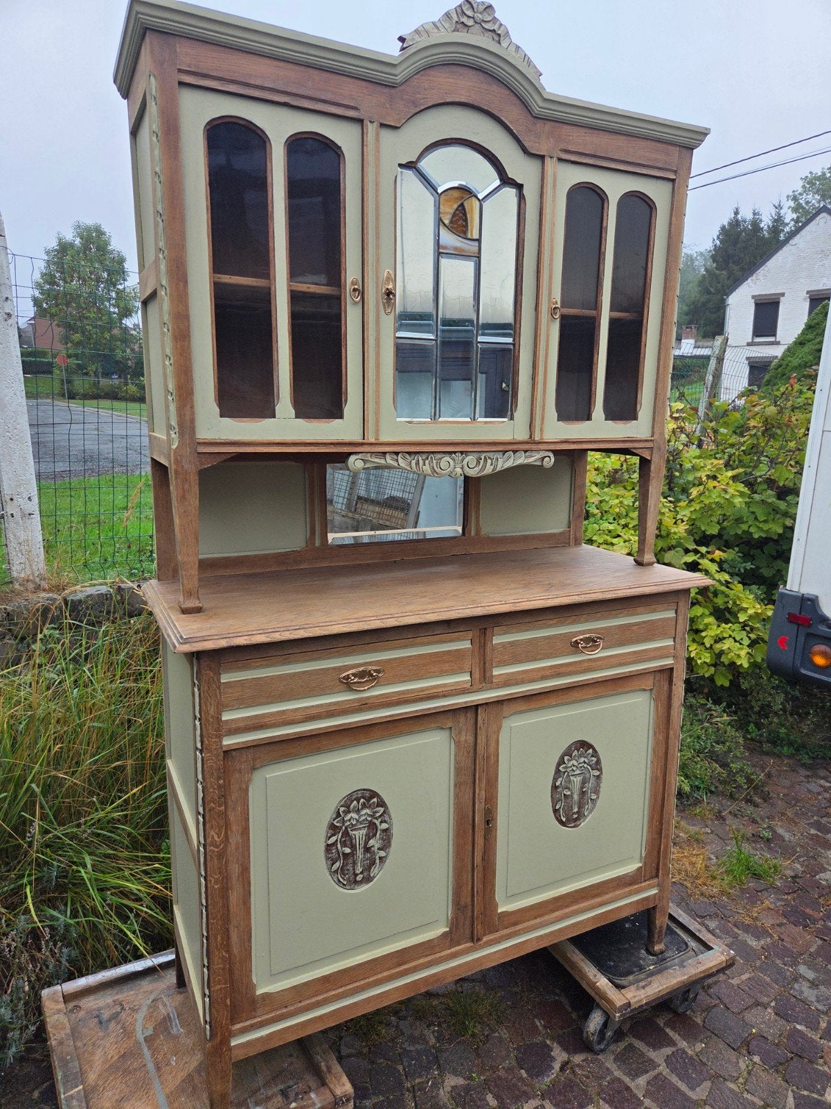 superbe ancien vaisselier vintage,   Art Nouveau, Enlèvement