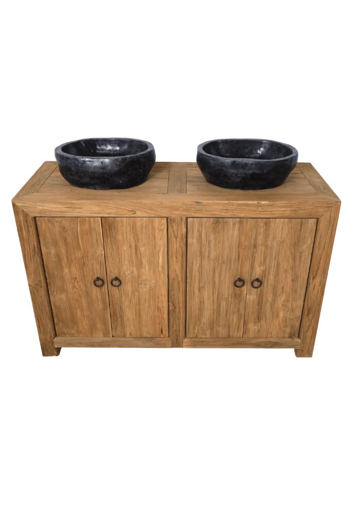 landelijk badkamermeubel massief teak hout, Huis en Inrichting, Badkamer | Badkamermeubels, Ophalen of Verzenden, 25 tot 50 cm