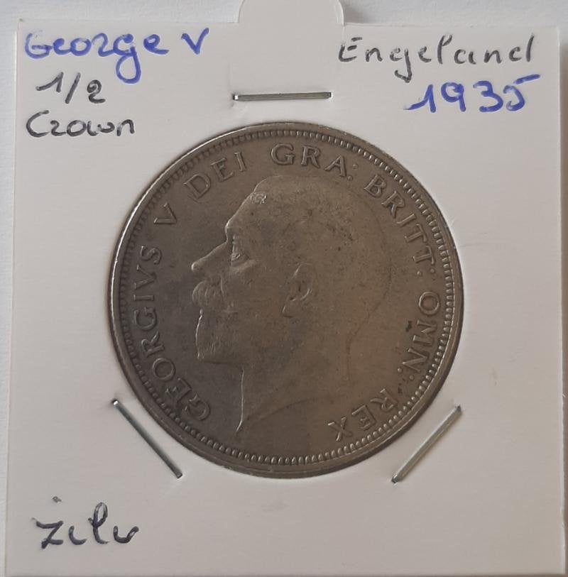 Engeland George V 1/2 Crown 1935 zilver, Ophalen of Verzenden, Zilver