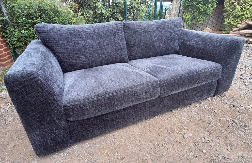 Divant 2places, Maison & Meubles, 75 à 100 cm, Tissus bleu gris anthracite, Comme neuf, Enlèvement
