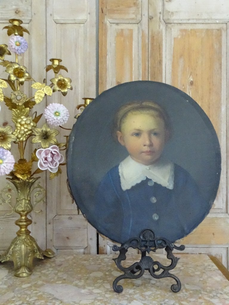 Oud schilderijtje op doek uit 1865, Antiek en Kunst, Ophalen of Verzenden