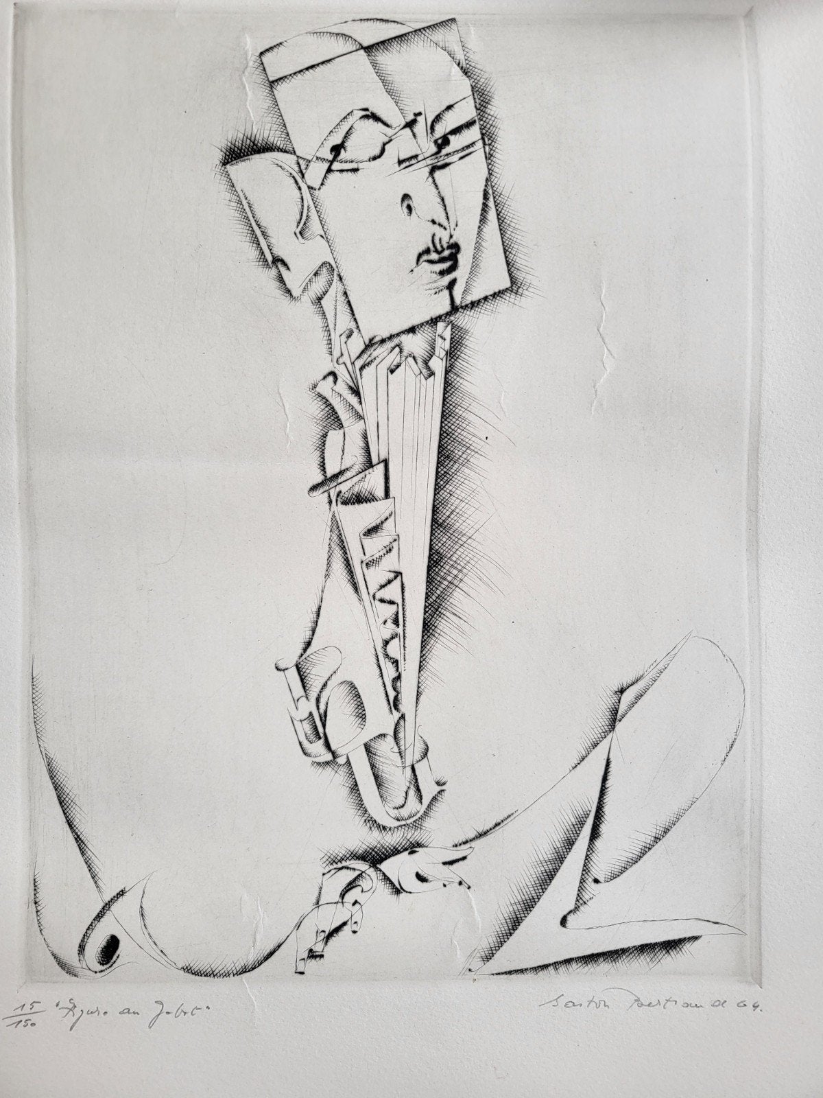 Gravure Gaston Bertrand 15/150
L'homme au Jabot (1964), Antiquités & Art, Enlèvement ou Envoi