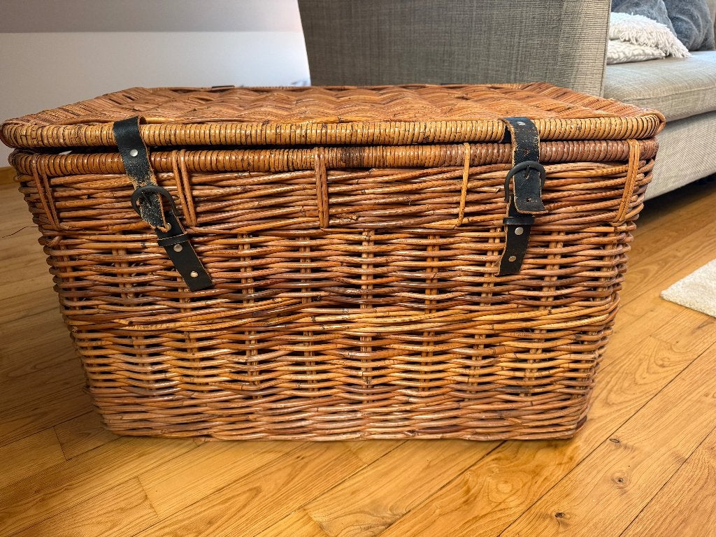 Lot de 2 beaux coffres en rotin tressé, Maison & Meubles, 50 – 75, 50 à 100 cm, Enlèvement, Utilisé