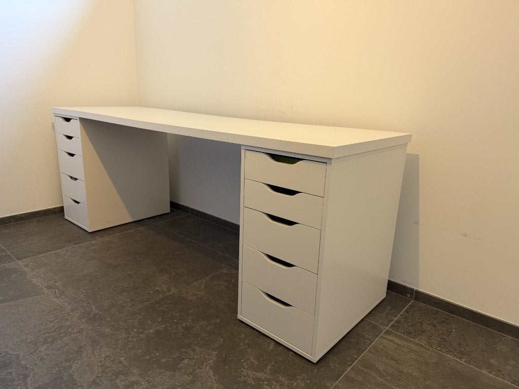 Bureau IKEA blanc – 200 x 60 cm, Ophalen, Zo goed als nieuw, IKEA, Computerbureau