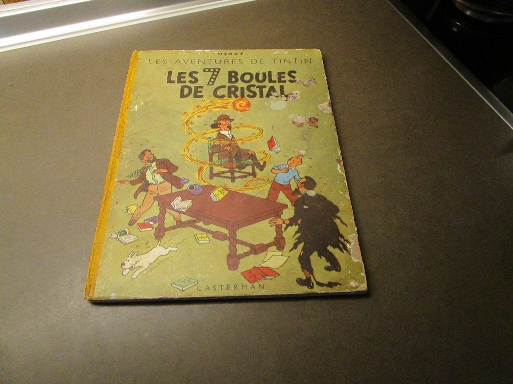 Tintin - Les 7 boules de cristal - 1948 - 1e druk, Gelezen, Eén stripboek, Ophalen of Verzenden, Hergé