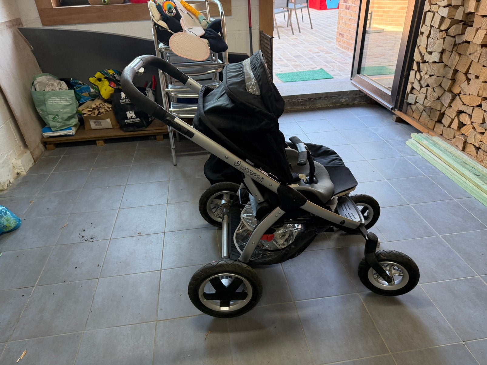 Poussette tout terrain + landeau avec adaptateurs., Poussette combi, Avec nacelle, Enlèvement, Utilisé