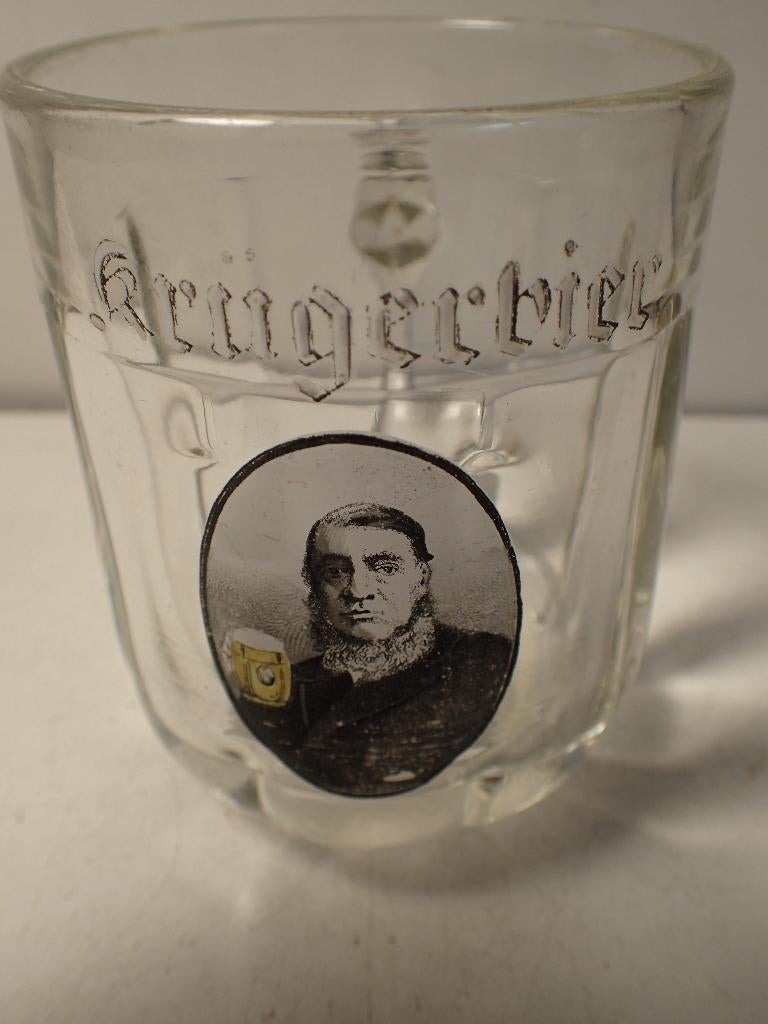 Oud bierglas emaille Krugerbier Eeklo, Verzamelen, Ophalen of Verzenden, Gebruikt, Pul(len), Overige merken