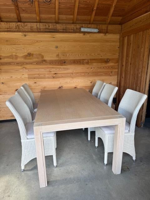 Tafel met 6 Vincent Sheppard stoelen, Huis en Inrichting, Ophalen, Gebruikt, Tijdloos, natuurlijk, Rotan-look, modern met een warme touch