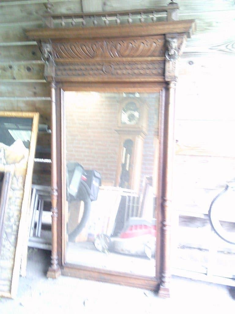 heel grote mechelse geslepen spiegel, Ophalen, Rechthoekig, 50 tot 100 cm, 150 tot 200 cm