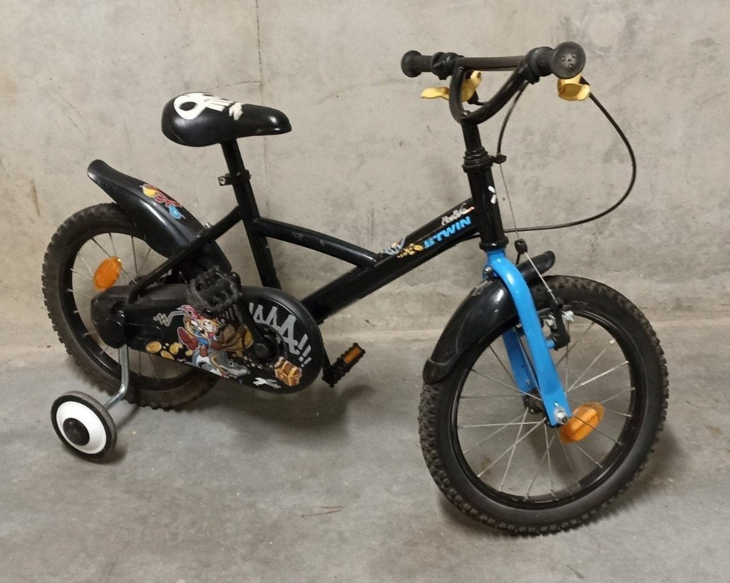 Vélo 14 pouces avec petites roues et poignée apprentissage, Enlèvement, Utilisé, B'twin decathlon, Stabilisateurs