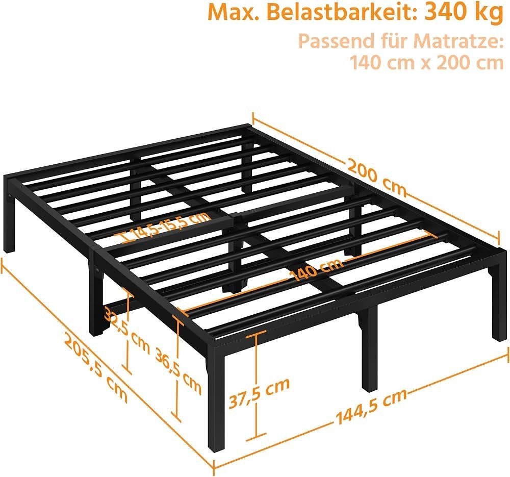Gratis metalen bedframe + matras 140 x 200 cm, Huis en Inrichting, Slaapkamer | Bedden, Ophalen, Gebruikt, Zwart, Tweepersoons