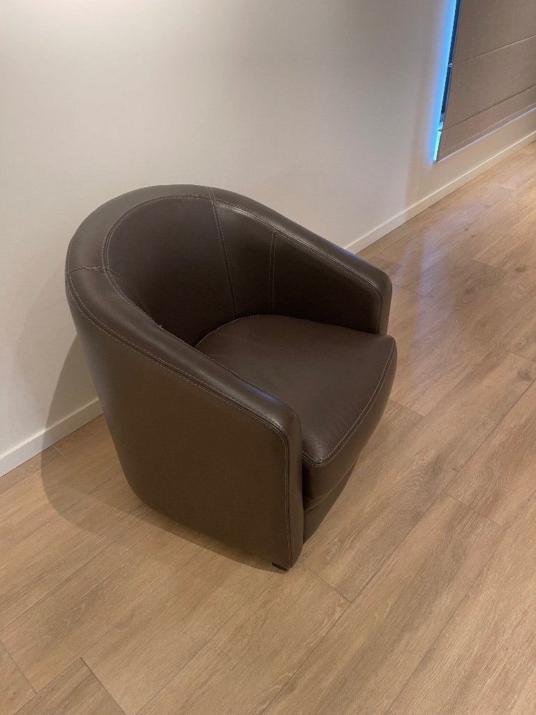 Zeer mooi bruin leder zetel in zeer goede staat, Huis en Inrichting, Ophalen, Leer