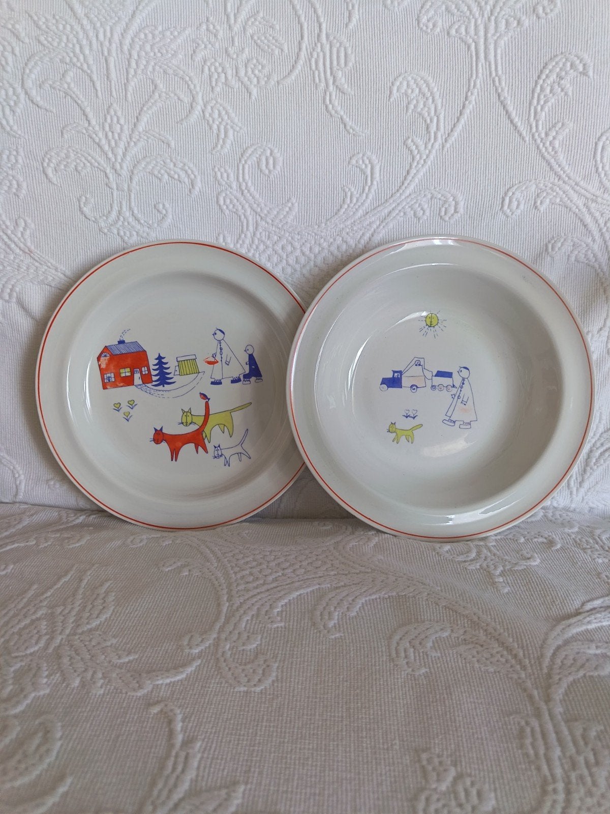 2 Assiettes porcelaine Arabia Finland 50/60s, Enlèvement ou Envoi