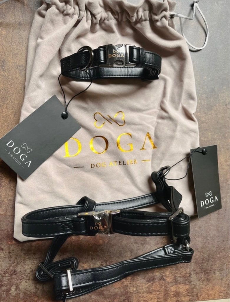 DogaHaves hondentuig + halsband zwart, Dieren en Toebehoren, Verzenden, Nieuw, Hondenriem