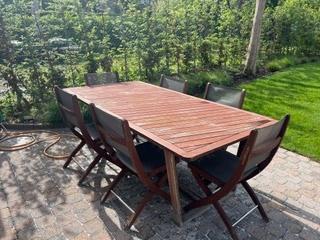 Table extensible et 8 chaises de jardin en teak, Enlèvement, Utilisé, Rectangulaire, Bois