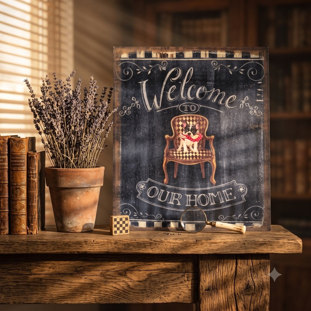 Tableau décoratif vintage Welcome, 35 cm, Vintage, Tableau, Utilisé