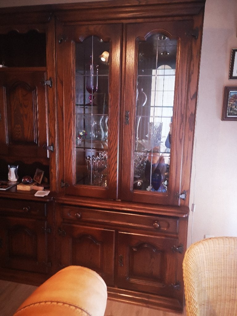 Vitrine en chêne avec tiroir et 2 portes, Maison & Meubles, Enlèvement
