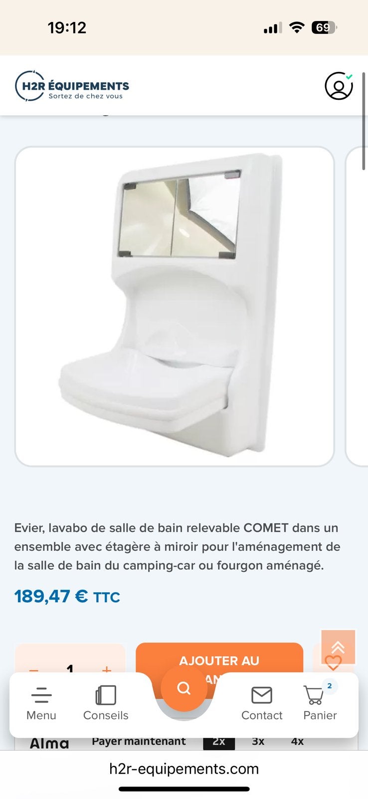 Evier repliable pour van, Caravanes & Camping, Enlèvement, Comme neuf