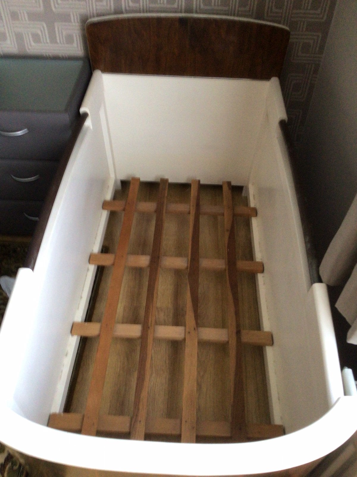 Vintage kinderbed, Enlèvement, Utilisé, Sommier à lattes