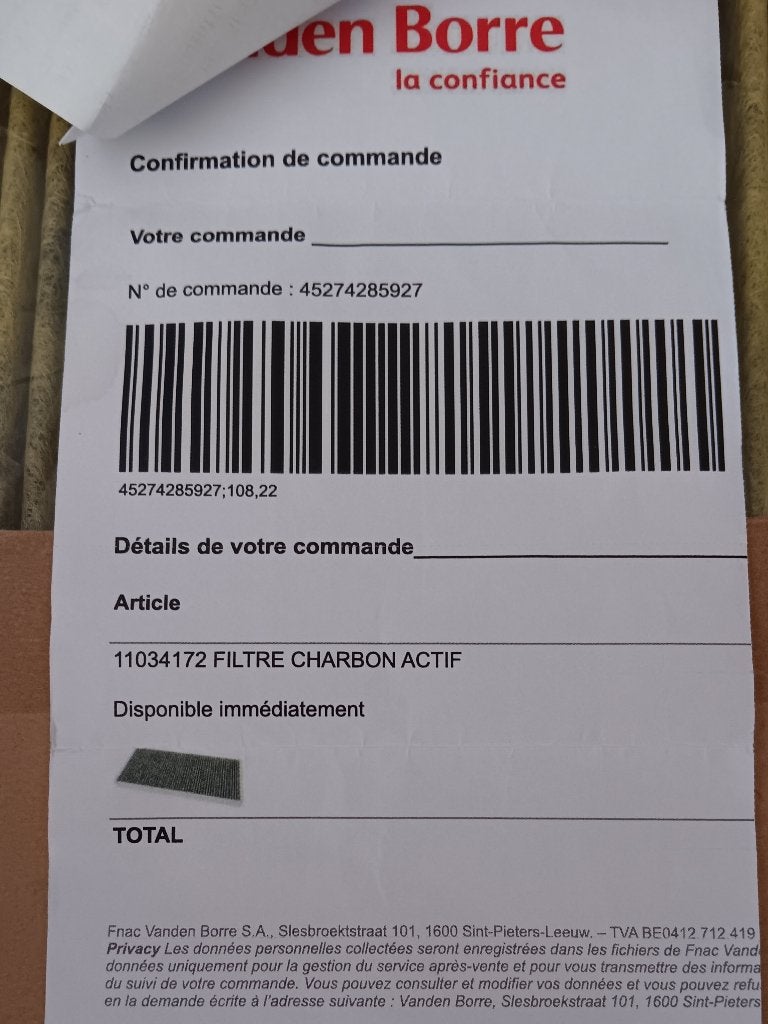 Filtre à charbon, Enlèvement, Neuf
