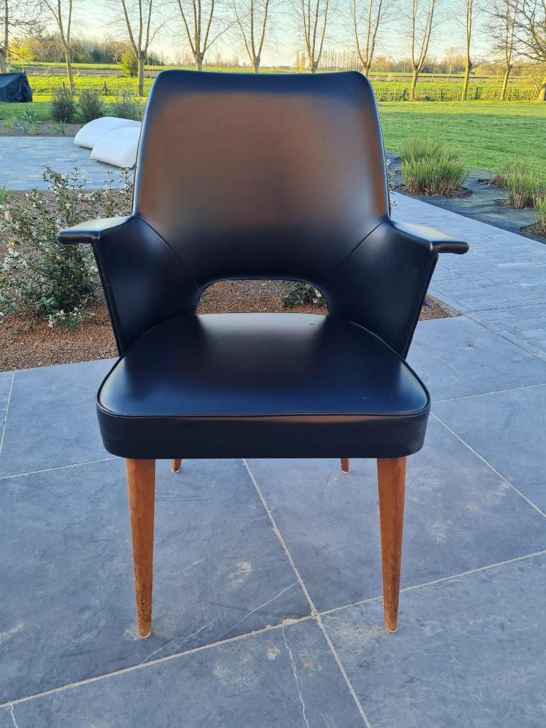 24 zwarte vintage / retro designstoelen, Bois, Vintage / retro, Comme neuf, Enlèvement