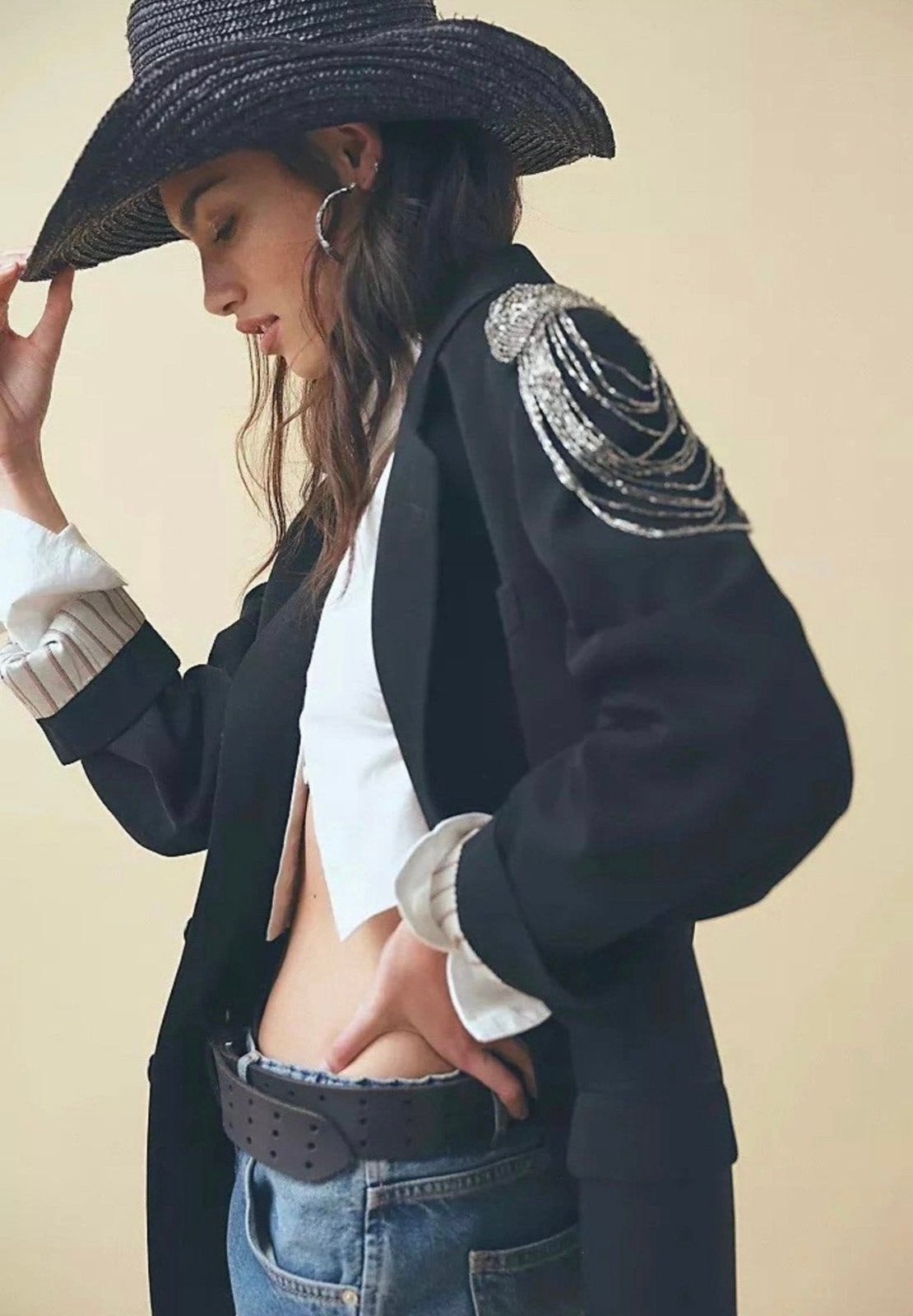 Veste Free People King Julian Blazer X TRICIA FIX XS 328$, Enlèvement ou Envoi, Neuf, Taille 34 (XS) ou plus petite, Noir