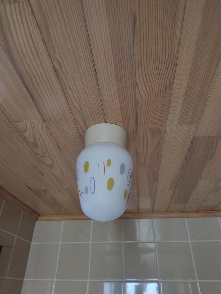 Vintage mid century opaal glazen plafondlamp jaren 50, Ophalen