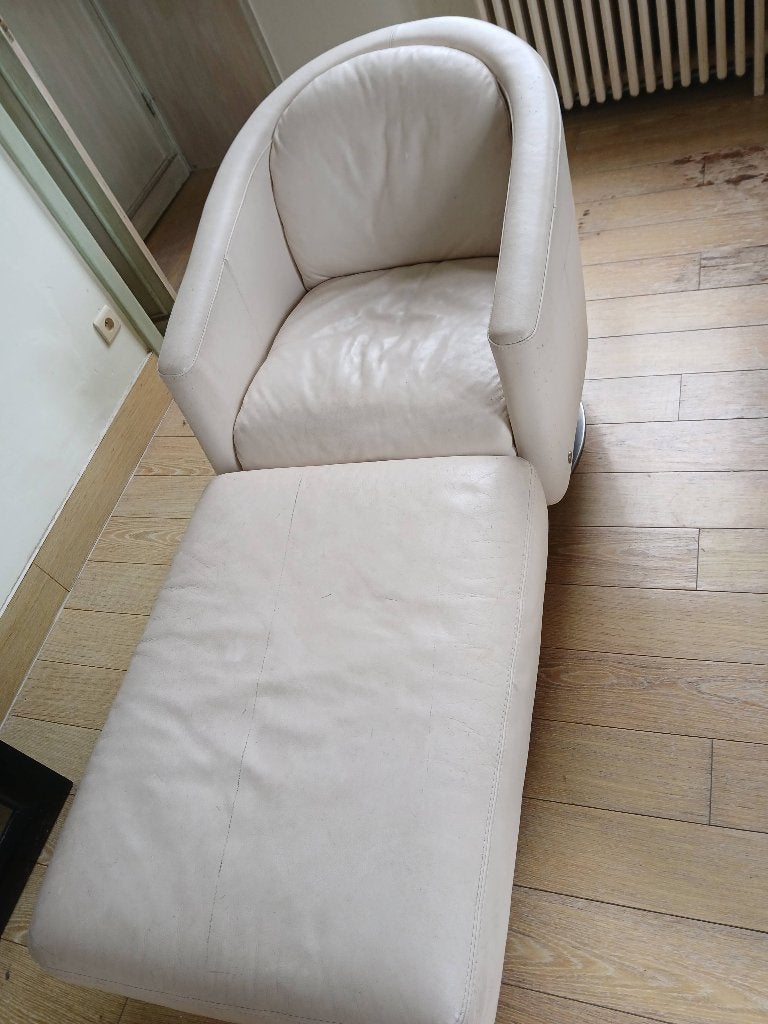 Fauteuil en cuir blanc Natuzzi, Enlèvement, Utilisé, Cuir