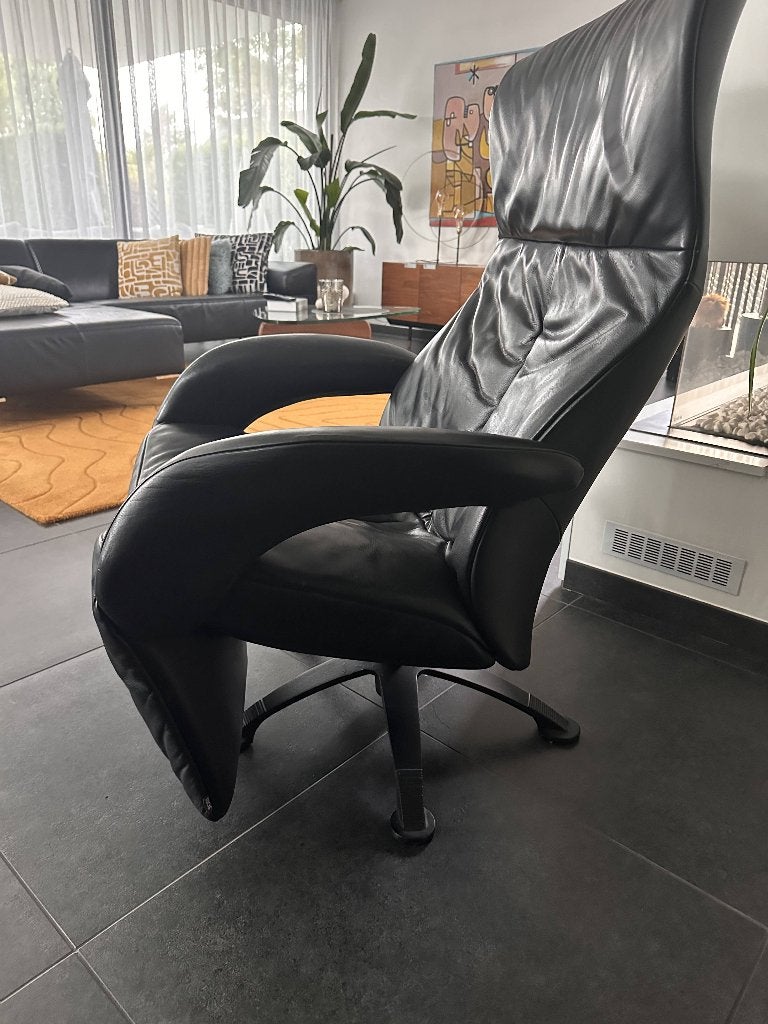 Fauteuil relax en cuir JORI Vintage Black, 75 à 100 cm, Realx, Enlèvement, Utilisé