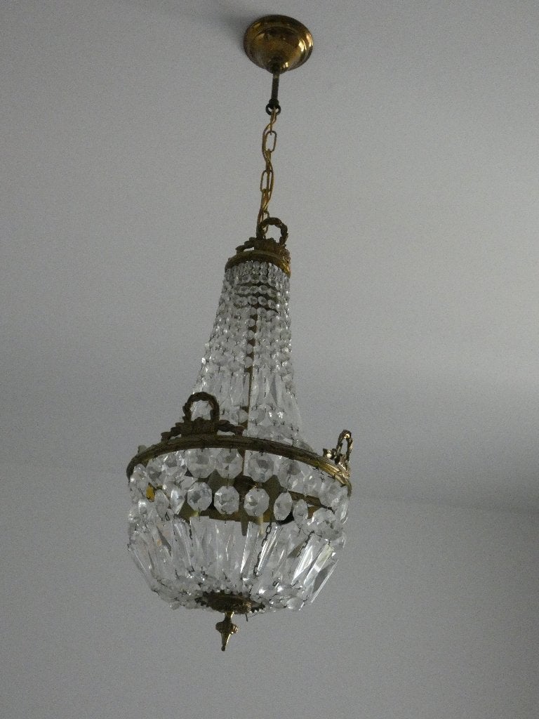 Kristallen zakkroonluchter in Empire stijl, Antiek en Kunst, Ophalen
