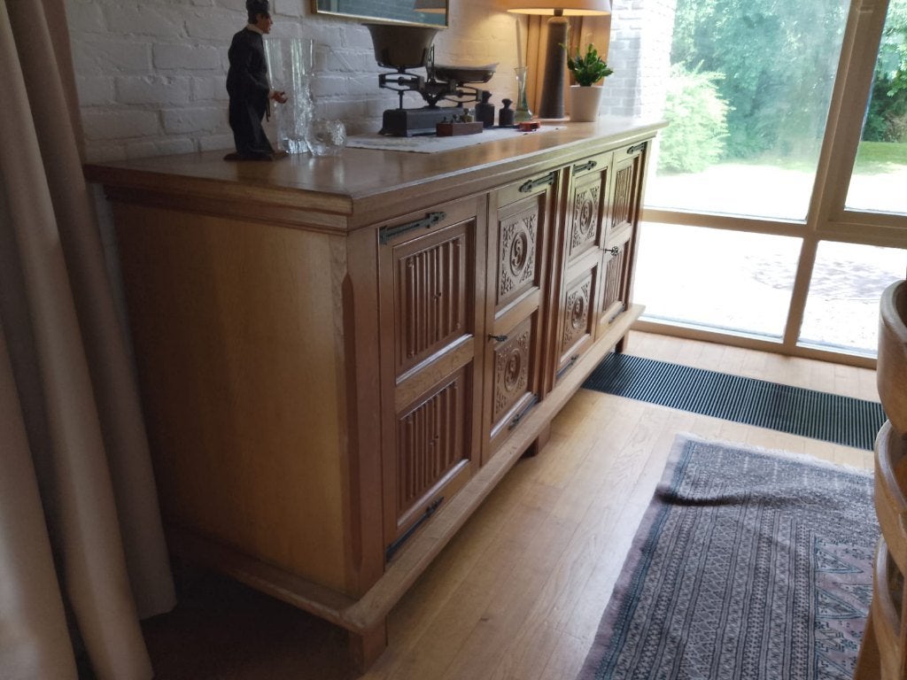 Licht eiken buffetkasdt, Huis en Inrichting, Ophalen, Gebruikt, Eikenhout, Met lade(s)