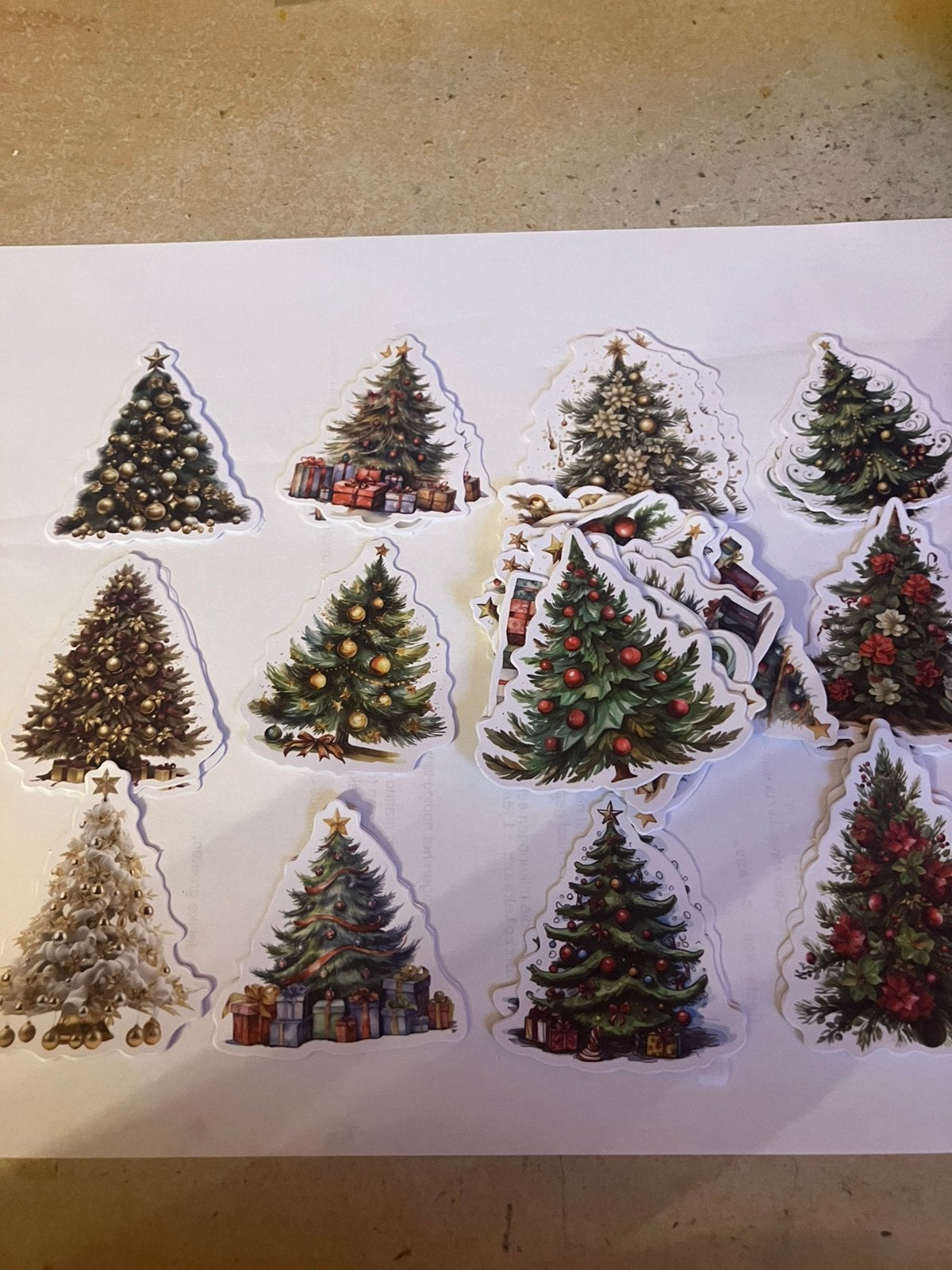 Scrapbooking 46 stickers kerstbomen, Hobby en Vrije tijd, Scrapbooking, Ophalen, Nieuw