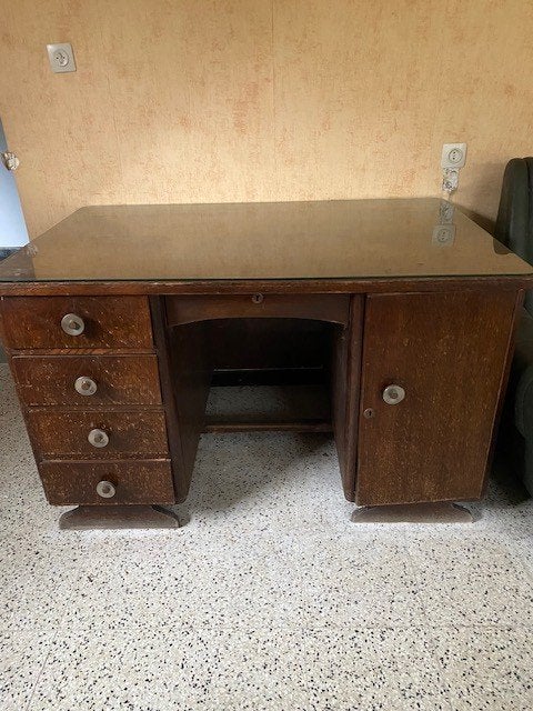bureelmeubel, Huis en Inrichting, Ophalen, Gebruikt, Hout, Bruin