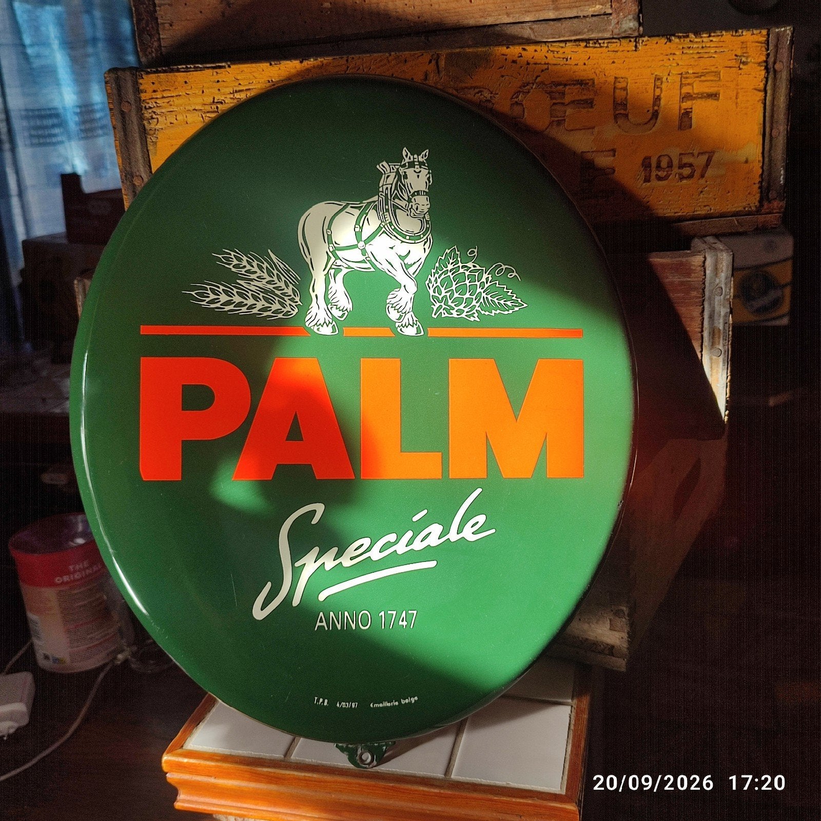 Plaque émaillée PALM de 1997., Enlèvement ou Envoi, Comme neuf, Panneau, Plaque ou Plaquette publicitaire, Palm