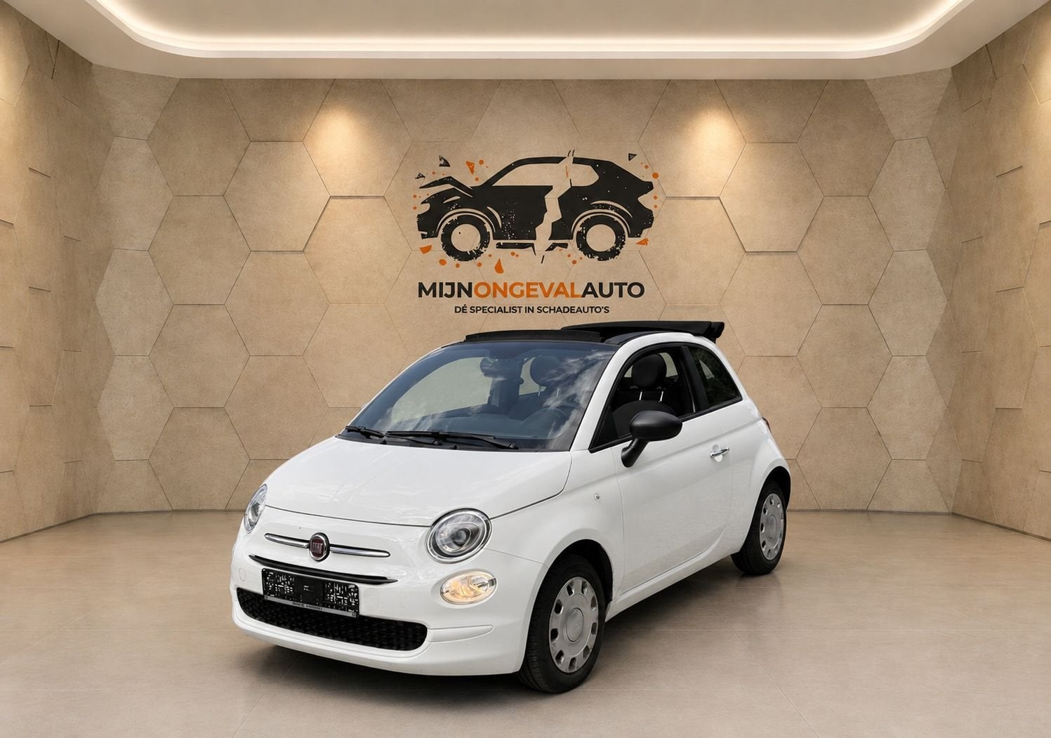 Fiat 500C 500C HYBRID - DAB - LED - SCHADE/ACCIDENT  FIAT 50, Auto's, Zwart, Bedrijf, Handgeschakeld, Hybride Elektrisch/Benzine