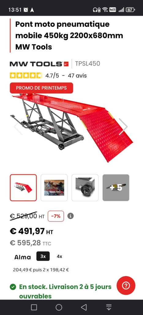 Motorbrug van 450 kg, strikt nieuwstaat, Ophalen