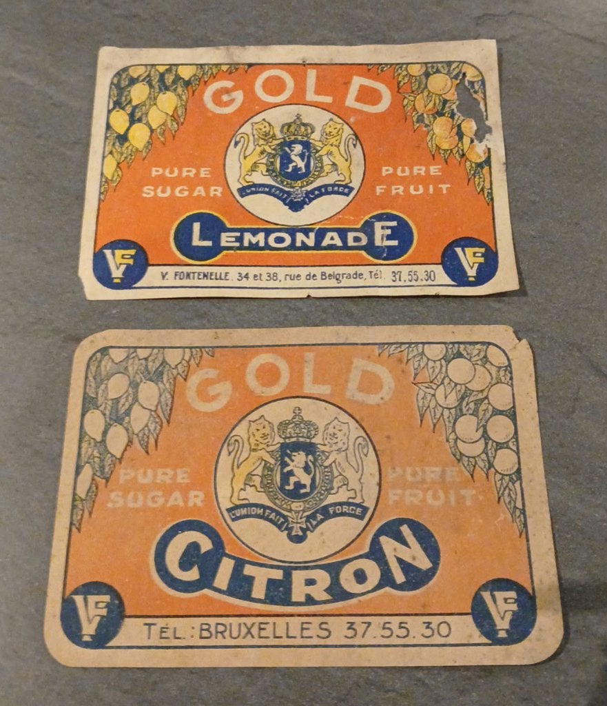 Oude etiketten gold limonade bxl, Verzamelen, Ophalen of Verzenden