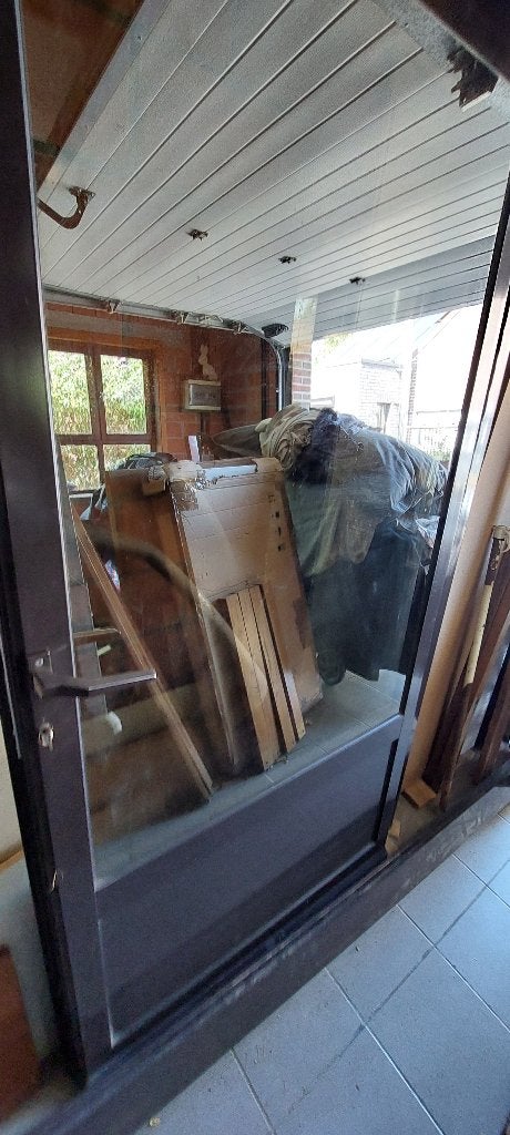Aluminium buitendeur met 2/3 raam B 104 x H 218 met kader., Doe-het-zelf en Bouw, Deuren en Vliegenramen, Gebruikt, 200 tot 215 cm