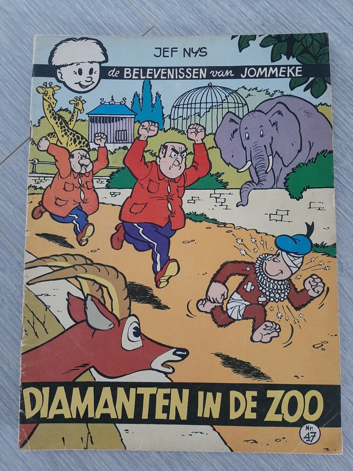 Eerst druk  Jommeke  Diamanten in de zoo  zwart  wit uitgave, Boeken, Eén stripboek, Ophalen of Verzenden, Gelezen, Jef Nys