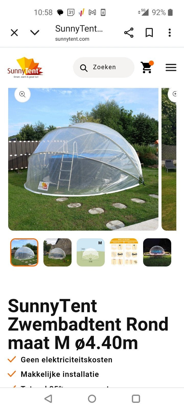 Sunnytent 4.4m., Ophalen of Verzenden