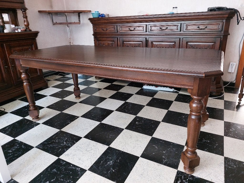 Tafel + stoelen, Huis en Inrichting, Tafels | Eettafels, Ophalen, Eikenhout, 50 tot 100 cm, Zo goed als nieuw