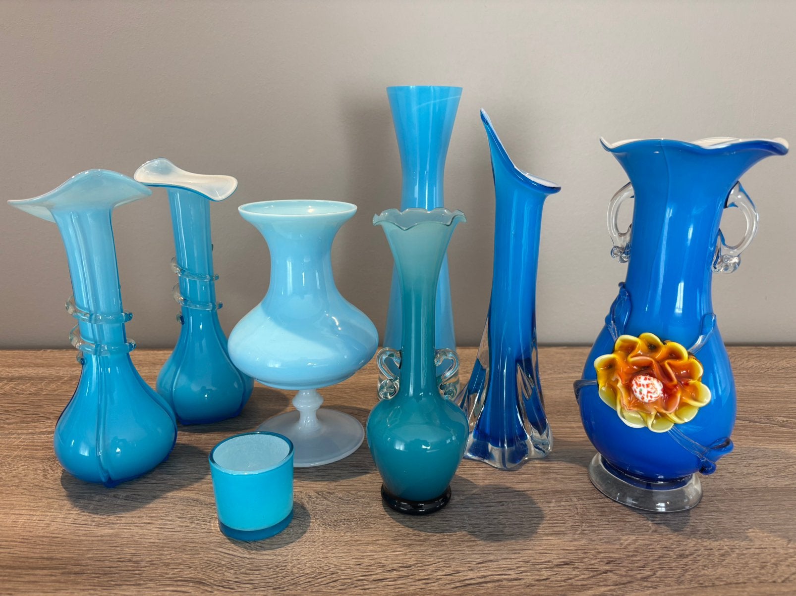 Vazen (grote en kleine), Ophalen, Nieuw, Blauw, Glas