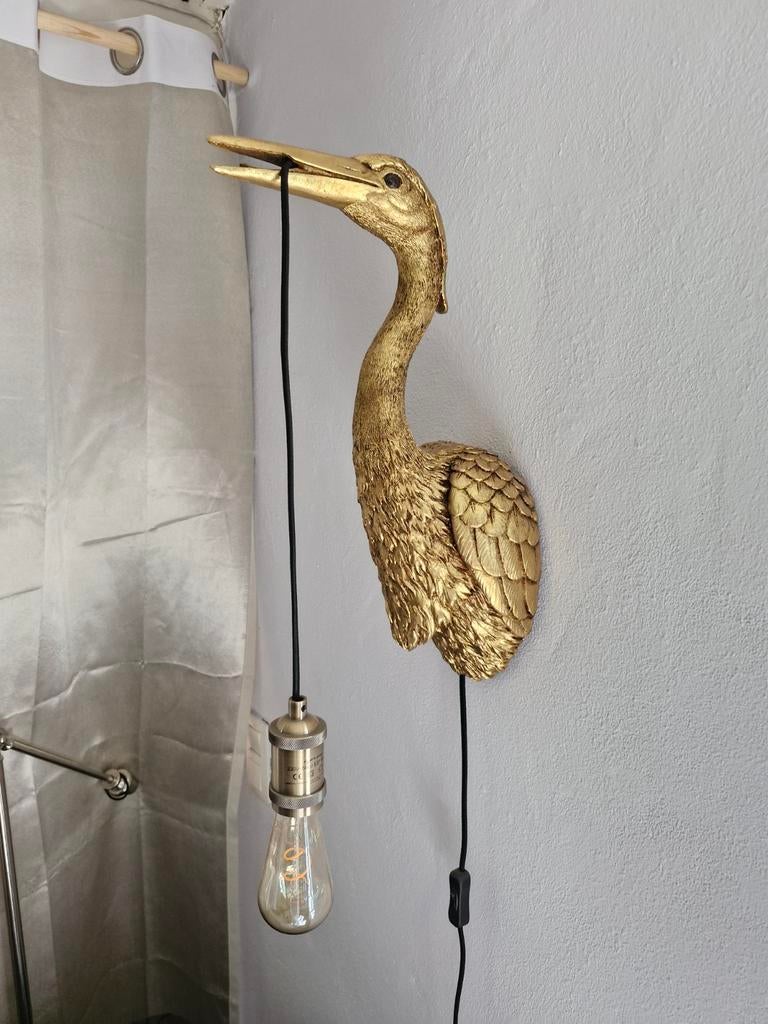 Wandlamp reiger in goudkleur, Ophalen