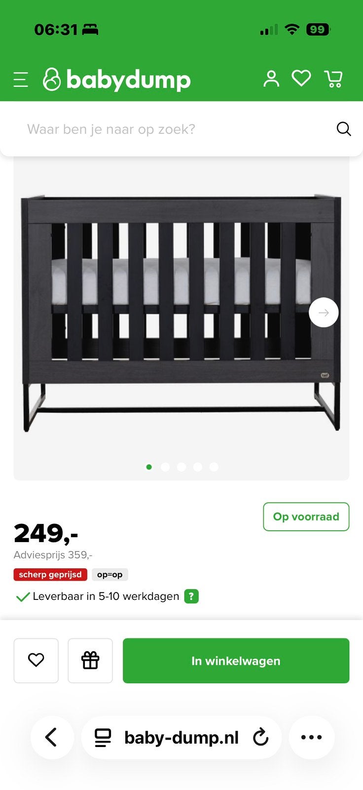 Luxe modern donkergrijs babybed met visgraatpatroon, Enlèvement ou Envoi, Comme neuf, Lit