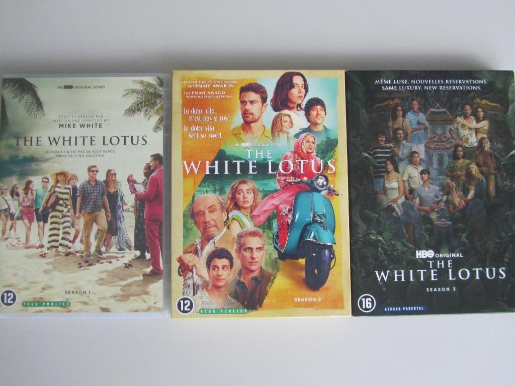 3 DVDBOXEN THE WHITE LOTUS "SEIZOEN 1 - 2 - 3", Cd's en Dvd's, Vanaf 12 jaar, Ophalen of Verzenden, Zo goed als nieuw, Drama