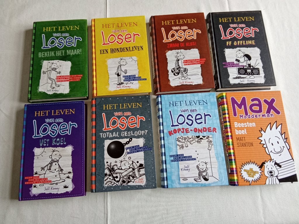 Het leven van een loser 7 boeken plus een extra boek, izgst., Ophalen of Verzenden, Zo goed als nieuw, Jeff Kinney