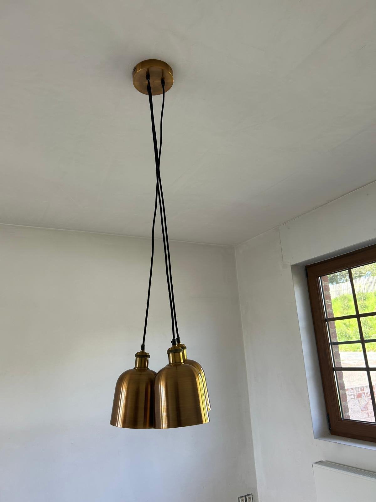 3 pendels, ideaal boven een salontafel, Ophalen, Zo goed als nieuw, Metaal, Modern, kan ook landelijk