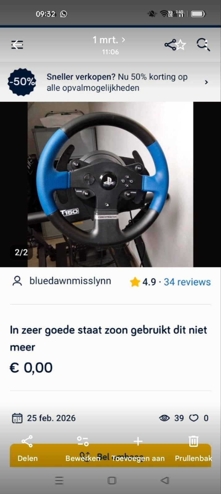 trustmaster T 150 voor ps 4, Ophalen, Gebruikt, PlayStation 4