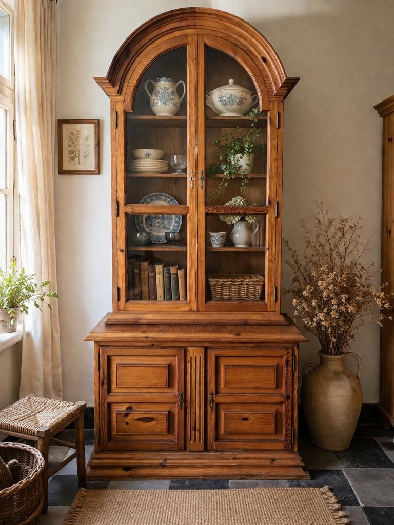 Vaisselier en bois, Maison & Meubles, Armoires | Buffets, Pin, Métal, Enlèvement
