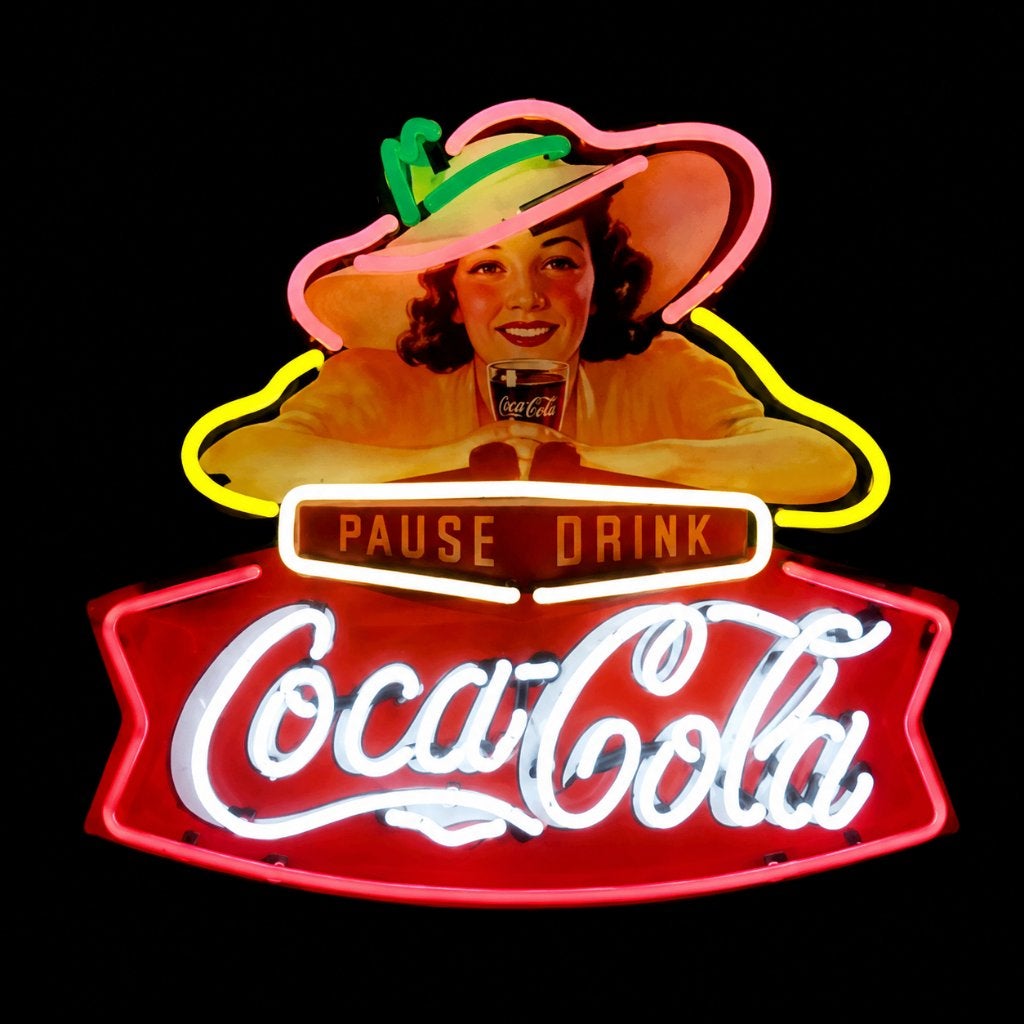 Coca cola pause neon lichtreclame decoratie verlichting lamp, Verzamelen, Merken en Reclamevoorwerpen, Ophalen, Nieuw, Lichtbak of (neon) lamp